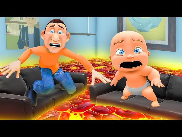 FLOOR IS LAVA with Baby & Daddy!