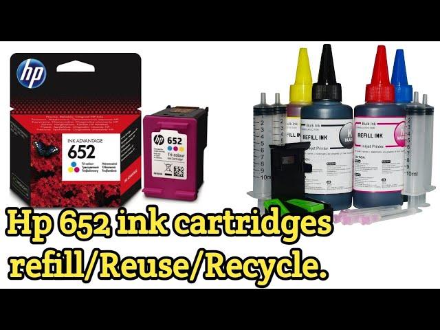 Hp 652 ink cartridge refill/reuse/recycle.HP DeskJet1115/2135.3635.3835.4535.4675 printer ink refill