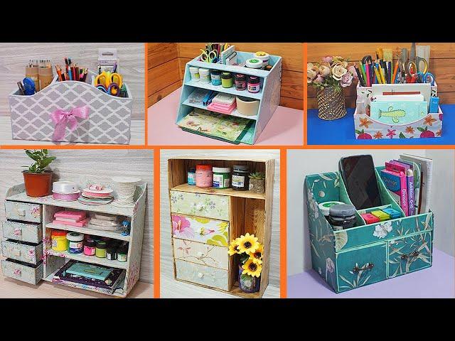 6 SIMPLE DIY ORGANIZERS FOR STORAGE FROM CARDBOARD BOXES| HANDMADE CRAFT FROM CARDBOARD BOXES