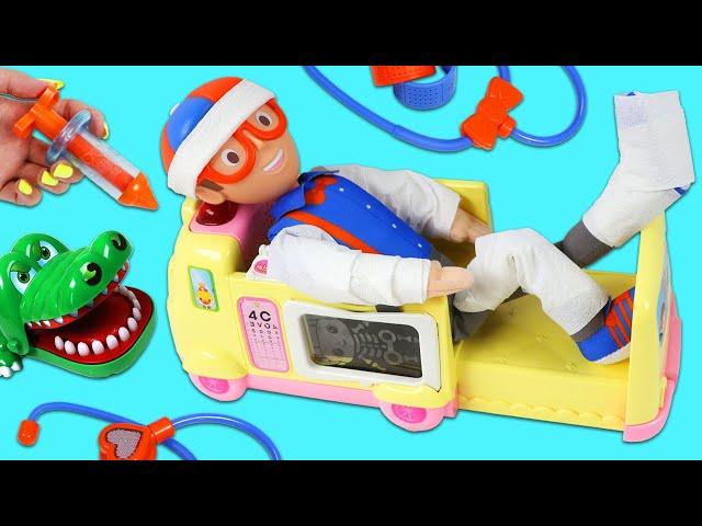 Blippi Rides Toy Ambulance for a Doctor Checkup!