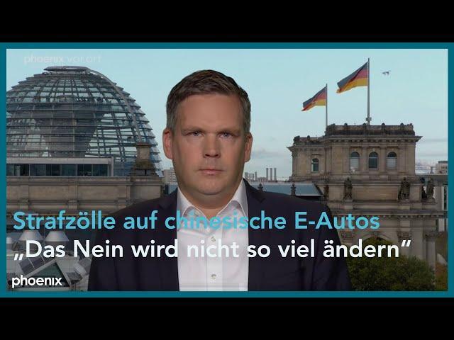 phoenix nachgefragt mit Jan Hildebrand über Strafzölle auf chinesische E-Autos am 04.10.24