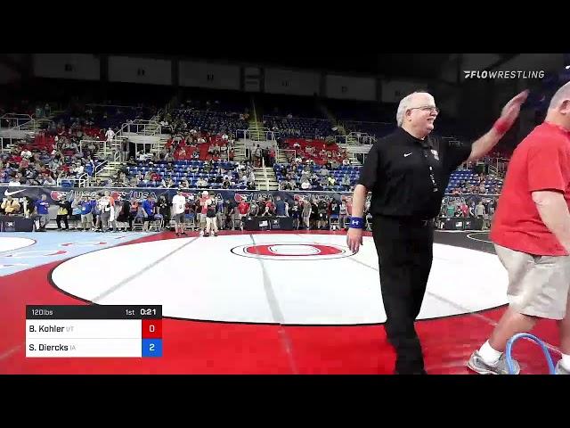 120 Lbs Round Of 128 - Ben Kohler, Utah Vs Steele Diercks, Iowa B4e1