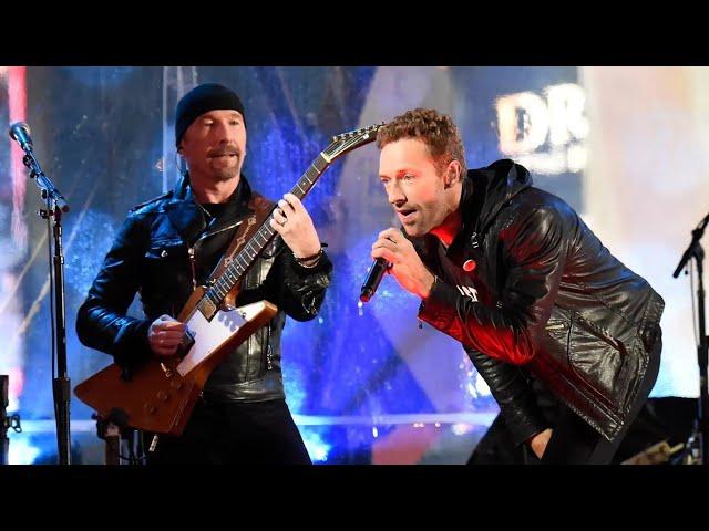 U2 with Chris Martin & Bruce Springsteen Live In Times Square 1 Dec 2014