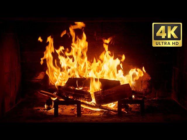  Cozy Fireplace 4K (12 HOURS). Fireplace with Crackling Fire Sounds. Crackling Fireplace 4K