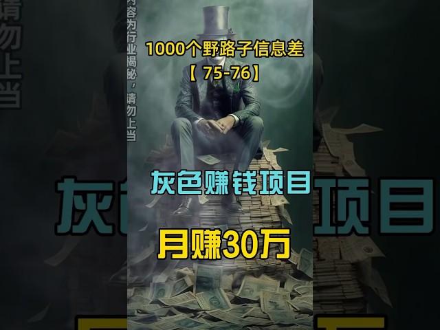 灰色网赚项目，月赚30万 #shorts #网赚 #赚钱