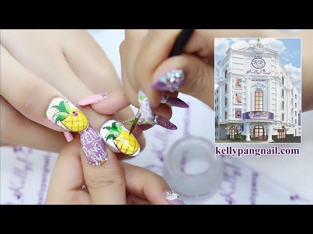 Học vẽ cọ nét gel mẫu nail Trái Thơm siêu cute | KellyPang Nail