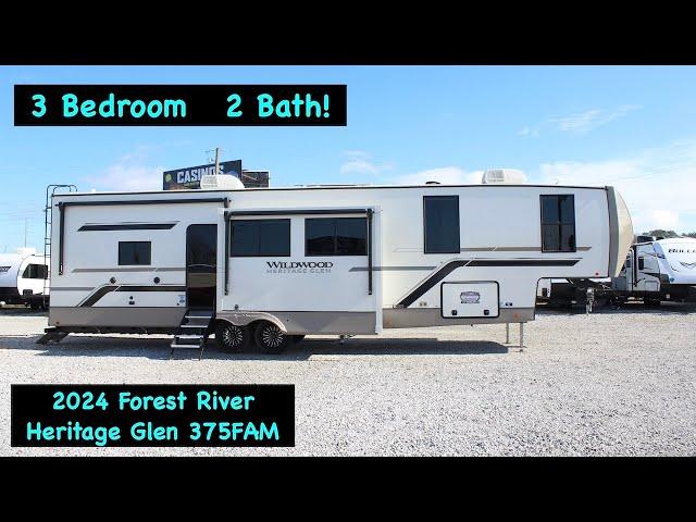 THREE BEDROOM FIFTH WHEEL RV!?! 2024 Heritage Glen 375FAM - TWO FULL BATHROOMS!