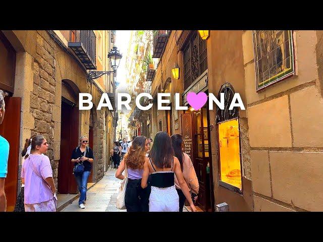 [4K] Spain Walk, Barcelona : La Rambla, Gothic Quarter, La Boqueria Market, Paella & Seafood. 2022