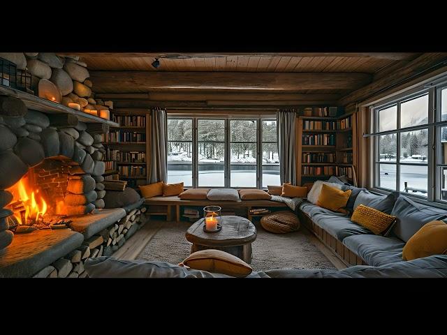 Cozy Hygge Cabin | One Hour Relaxing Fire Sounds | Fireplace Ambience | Sleep Relax Study