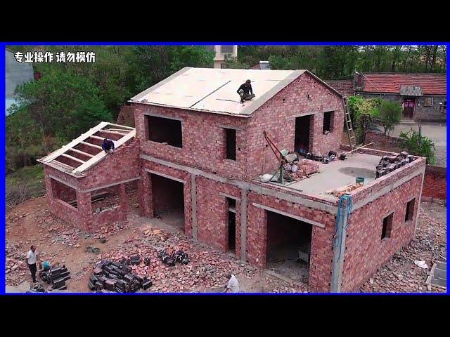 construction of a new two-story house and fence in rural China