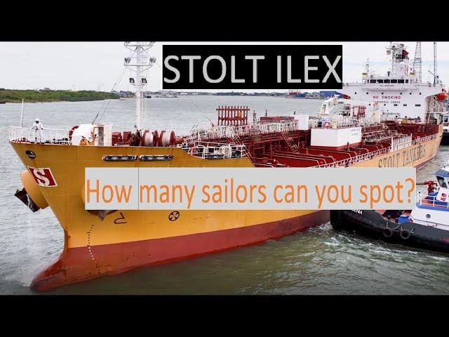 How many Sailors can you Spot Ship Stolt Ilex Being turned around by Harbor tugs in Galveston