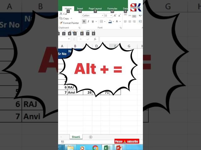 Excel Total Shortcut ️ Tips#shorts #trending #viral #excel