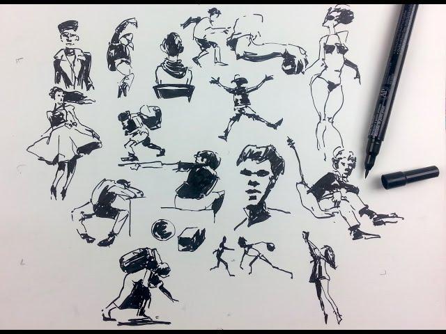 Gesture Drawing & People Sketching with a Brush Pen