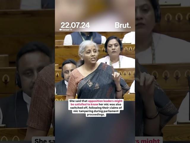 Finance Minister Nirmala Sitharaman’s took a dig at the opposition after her mic was switched off.