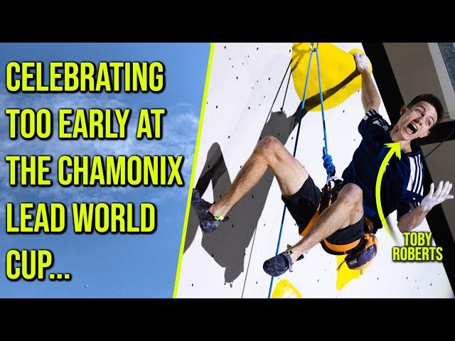 Toby celebrating (too) early at the Chamonix Lead World Cup 2023... Ep 9