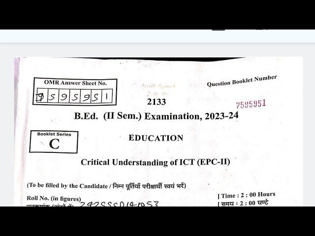 Critical Understanding of ICT | B.ed. 2 Sem paper analysis | BD 204 exam review #rmpsu #dbrau #csjmu