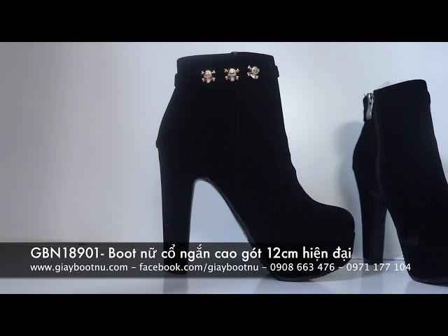 [ TP Fashion Shop] Giày boot nữ cổ ngắn cao gót 12cm hiện đại GBN18901