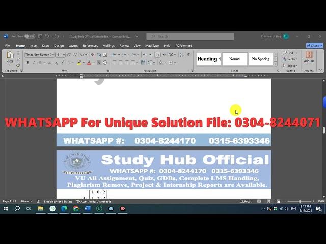 MTH501Assignment 1 Solution Spring 2024 By Nimra Jamil