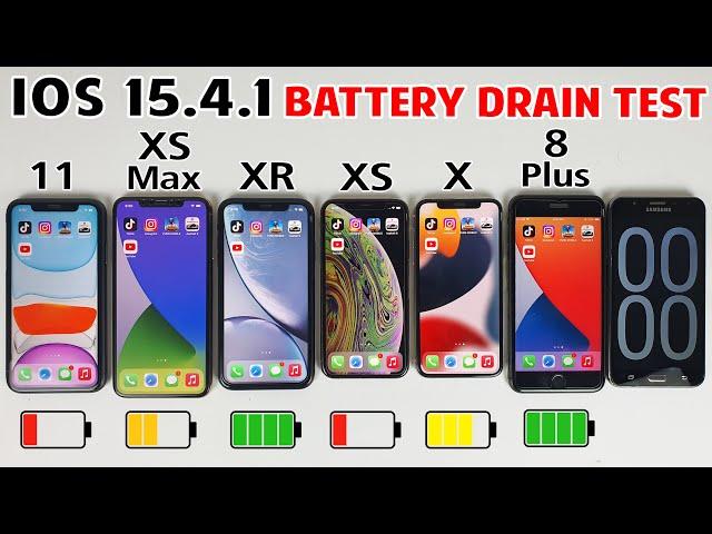 iPhone 11 vs XS Max vs XR vs XS vs X vs 8 Plus Battery Life DRAIN Test in 2022 | iOS 15.4.1 BATTERY