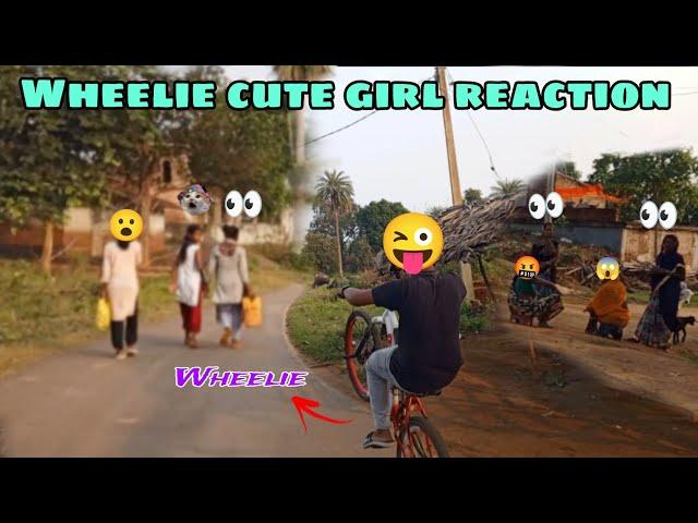 WHEELIE CUTE GIRL REACTION  #rahulcyclestunt