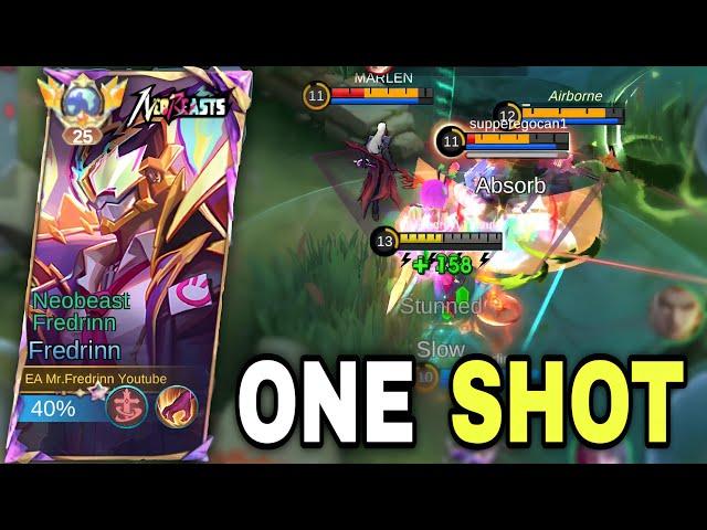 ONE SHOT = TRIPLE KiLL!!Top  Global  Fredrinn Best Build and Emblem 2024 | Mobile Legends