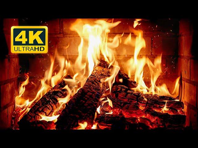  Cozy Fireplace 4K (12 HOURS). Fireplace with Crackling Fire Sounds. Crackling Fireplace 4K