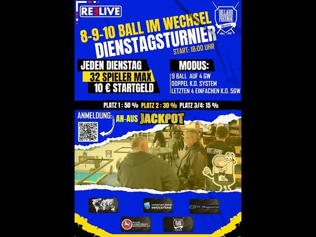 Dienstagsturnier 9 Ball Tisch 2 bei den Billardfreunde Bremen 25.06.2024