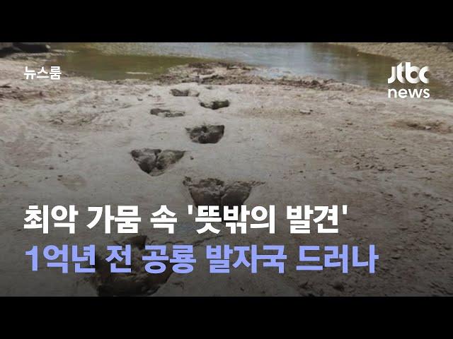 최악 가뭄 속 '뜻밖의 발견'…1억년 전 공룡 발자국 드러나 / JTBC 뉴스룸