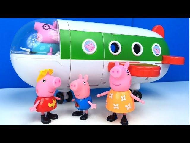 EL AVION DE VACACIONES DE PEPPA PIG HOLIDAY PLANE VIAJE A LA PLAYA CON PAPPA PIG MAMA PIG Y GEORGE