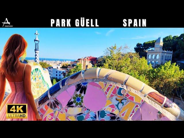 Park Güell  Barcelona 4K Walking Tour 2024 4K60  // Hot Day