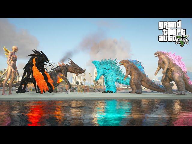 Godzilla Evolved Team vs Muto Prime Team - GTA 5 Mods