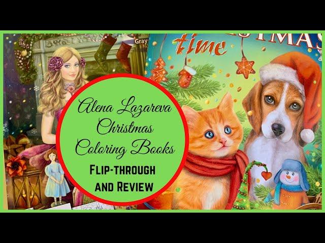 Alena Lazareva Grayscale Christmas Time and Christmas Surprise Coloring Books | Flip-Thru and Review