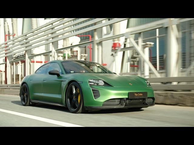 Porsche Taycan Turbo S in Matt Mamba Green by Riga Customs