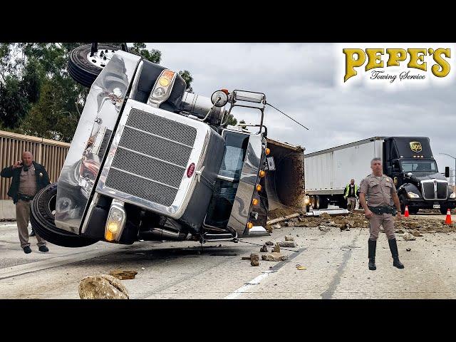 Major Semi Rollover Blocks Entire Freeway