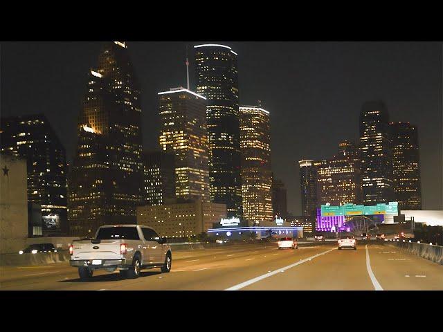 Houston Night Drive | Drive ASMR | Houston City Drive | Downtown Houston, Texas | 4K 60P HDR