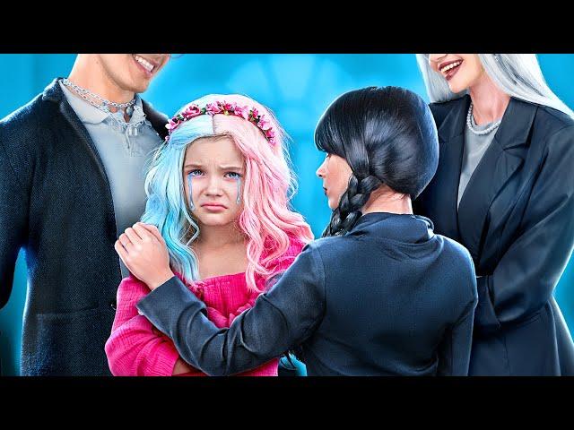 ENID's Family Adopted Wednesday! PINK and BLACK! Wednesday Addams vs Enid! - Part 2