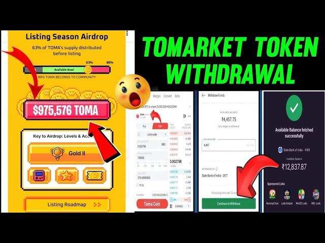 Tomarket $TOMA received On Bitget | Tomarket Withdrawal Full process | Tomarket new update today