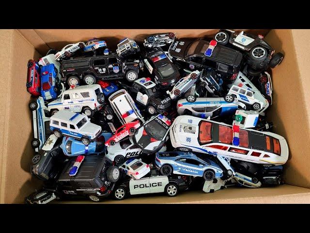 Box Full Of Police Car Diecast Cars Large collection of police diecast cars from different countries