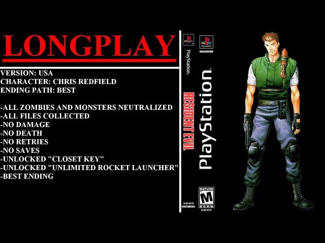 Resident Evil [USA] (PlayStation) - (Longplay - Chris Redfield | Best Ending Path)