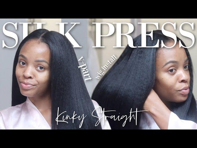 How To Get a *FULL + FLAWLESS* Silk Press  Kinky Straight V-Part Wig Ft. Wiggins Hair 