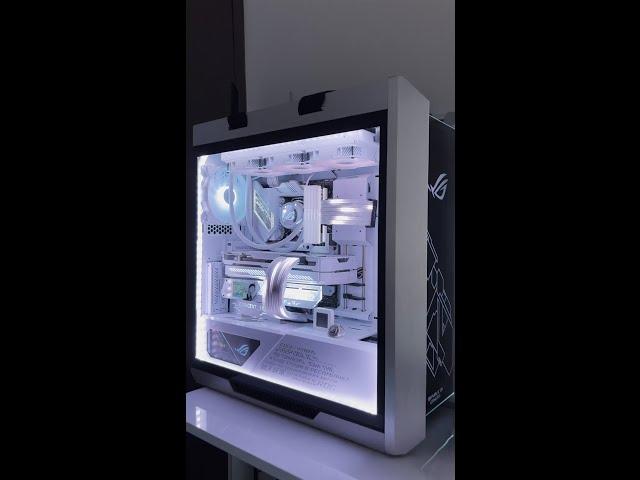 FULL ROG WHITE PC BUILD | GPU Horizontal mode