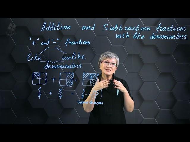 Addition and subtraction fractions with like denominators.