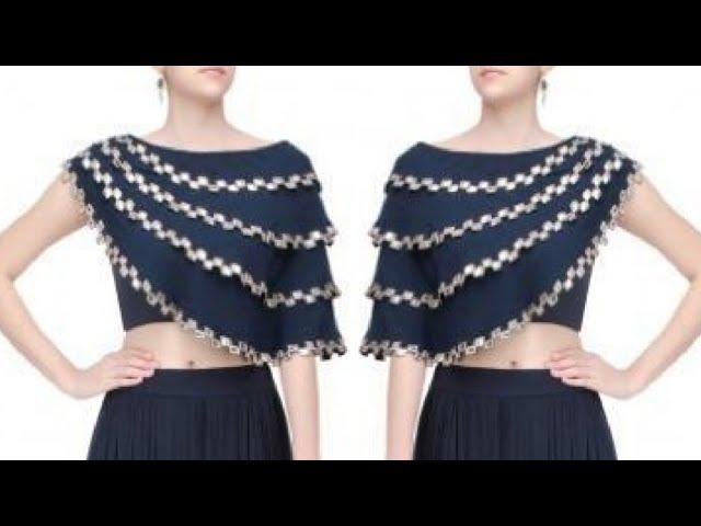 Latest Designer Blouse | Cape blouse | केप ब्लाउज घर पर ही बनाइये | Krishna Creation