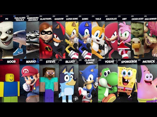 Sonic vs Mario vs Yoshi vs Tralalero Tralala vs Bombardiro Crocodilo | Super Smash Bros Ultimate