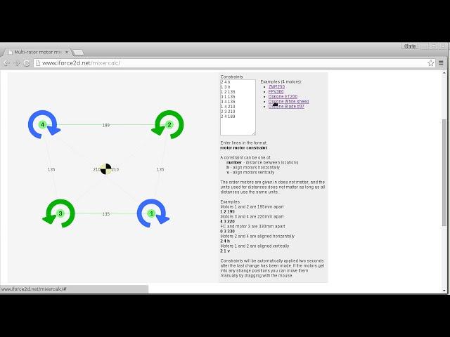 Multirotor mixing calculator