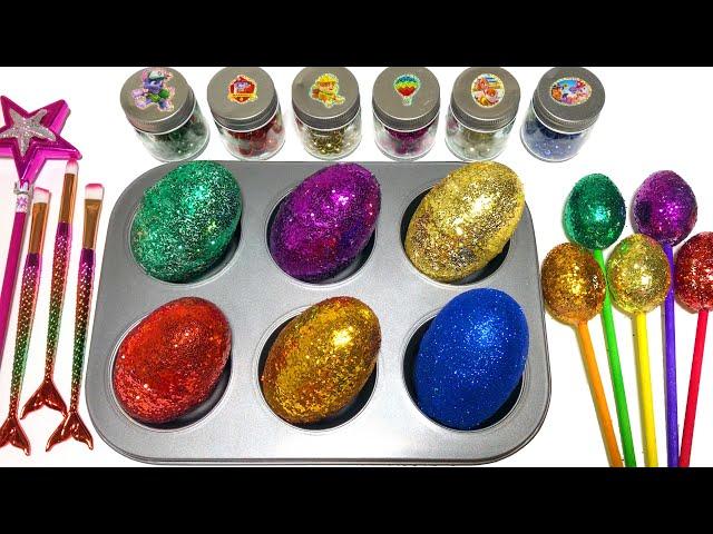 Satisfying Video l How To Make Rainbow Glitter EGGs FROM Glitter Slime AND Ball Cutting ASMR #101