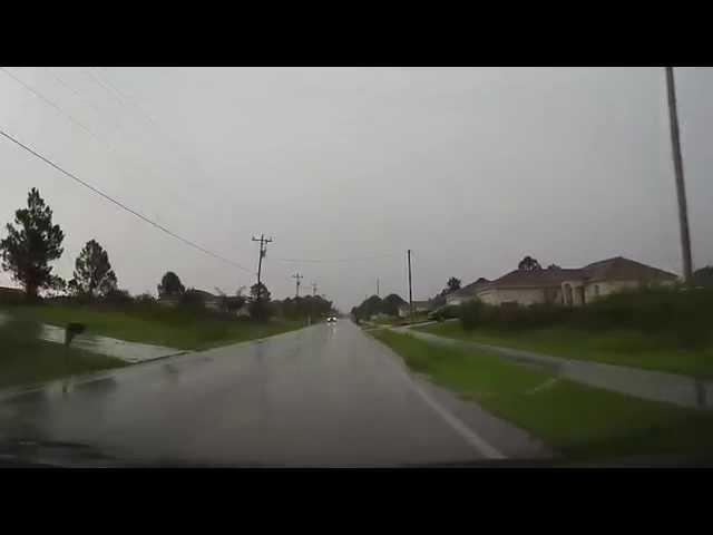 Driving around Lehigh Acres, Florida in a thunderstorm to Pizza Hut