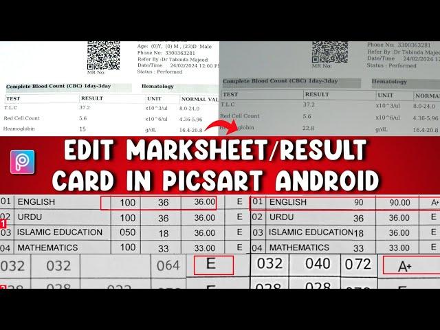 How to edit Marksheet in Mobile || How to edit Result in PicsArt Mobile || Result Editing 2024