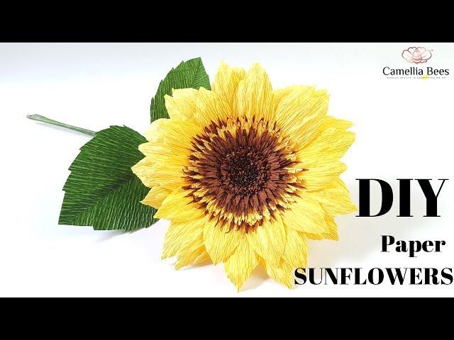 How to make paper sunflower from crepe paper- DIY Craft Tutorial