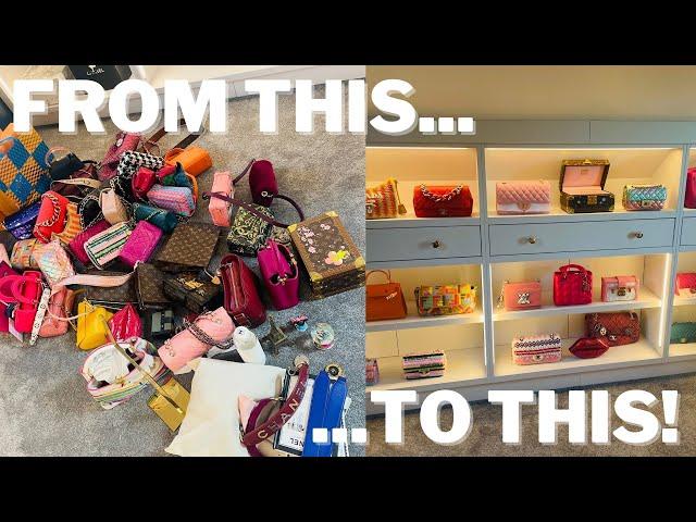 THE BAG CLOSET TOUR! The TRANSFORMATION & ORGANISE MY BAGS WITH ME!!